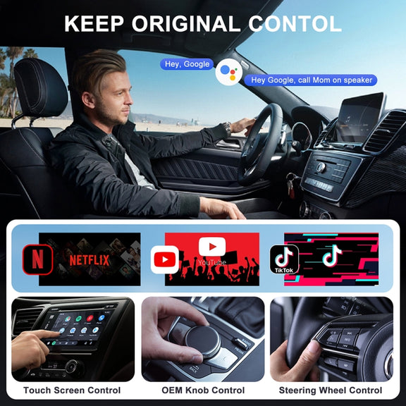 USB Interface Wired to Wireless CarPlay Auto Adapter for Android, Specification:Square(White)