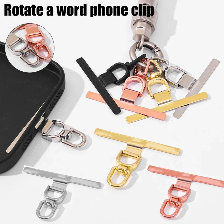 360 Degree Rotation T-shape Metal Mobile Phone Lanyard Fixing Gasket(Gold)
