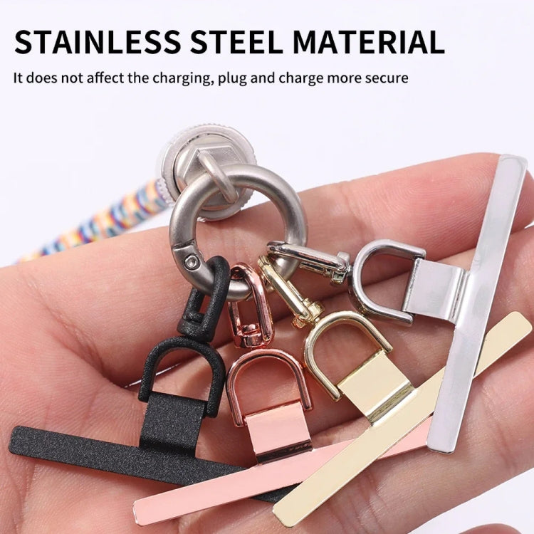 360 Degree Rotation T-shape Metal Mobile Phone Lanyard Fixing Gasket(Silver)