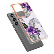 For Samsung Galaxy S25 Ultra 5G Electroplating IMD TPU Phone Case(Purple Flower)