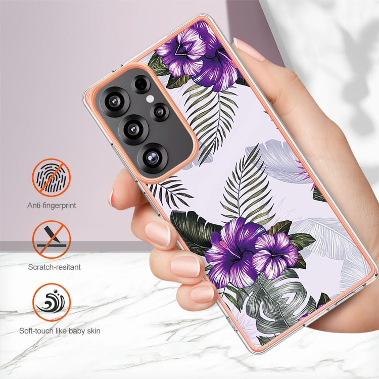 For Samsung Galaxy S25 Ultra 5G Electroplating IMD TPU Phone Case(Purple Flower)