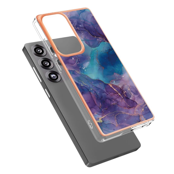For Samsung Galaxy S25 Ultra 5G Electroplating Marble Dual-side IMD Phone Case(Purple 016)
