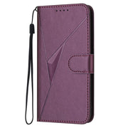 For iPhone 17 Triangle Pattern Buckle Clasp Leather Phone Case(Dark Purple)