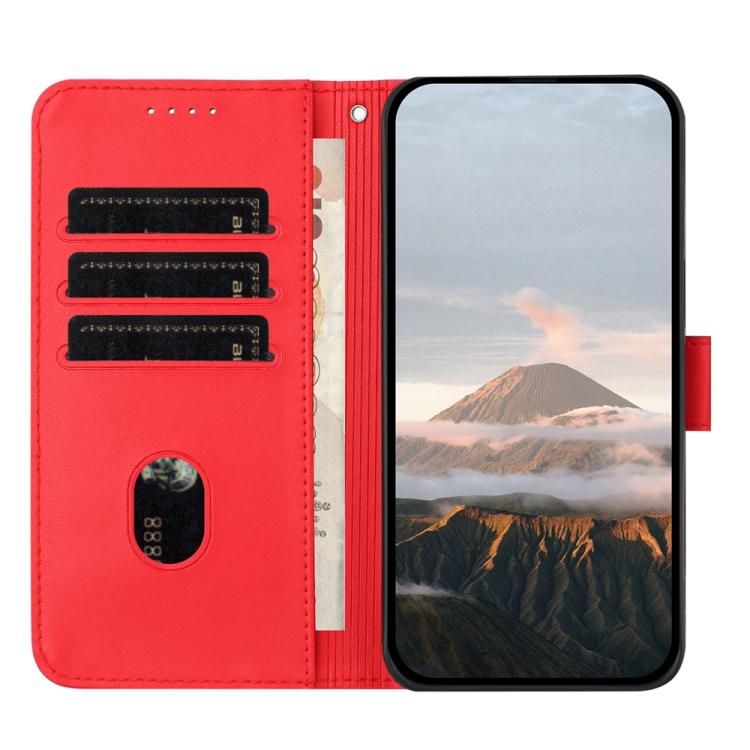 For iPhone 17 Triangle Pattern Buckle Clasp Leather Phone Case(Red)