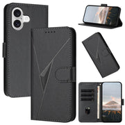 For iPhone 17 Triangle Pattern Buckle Clasp Leather Phone Case(Black)