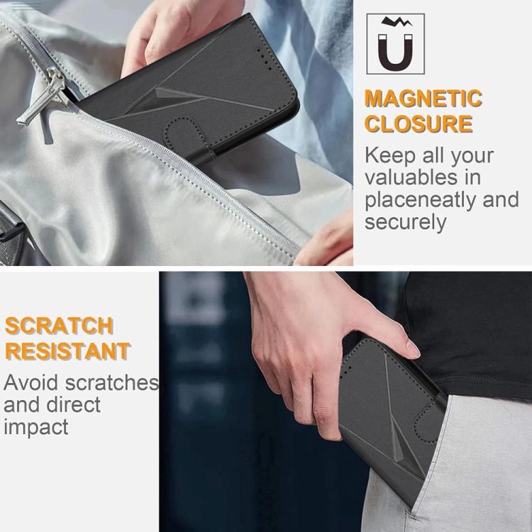 For iPhone 17 Triangle Pattern Buckle Clasp Leather Phone Case(Black)