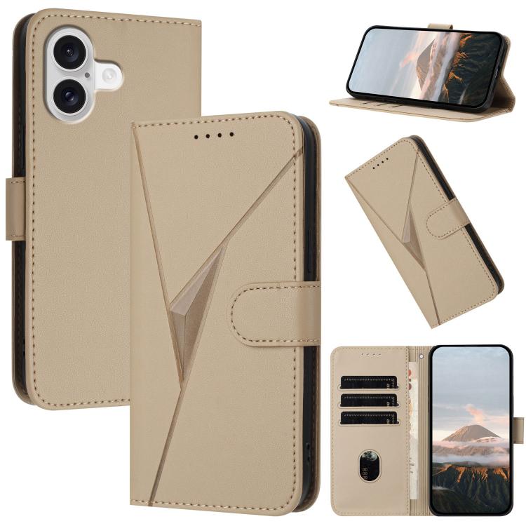 For iPhone 17 Triangle Pattern Buckle Clasp Leather Phone Case(Gold)