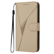 For iPhone 17 Triangle Pattern Buckle Clasp Leather Phone Case(Gold)