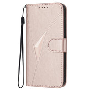 For iPhone 17 Triangle Pattern Buckle Clasp Leather Phone Case(Rose Gold)