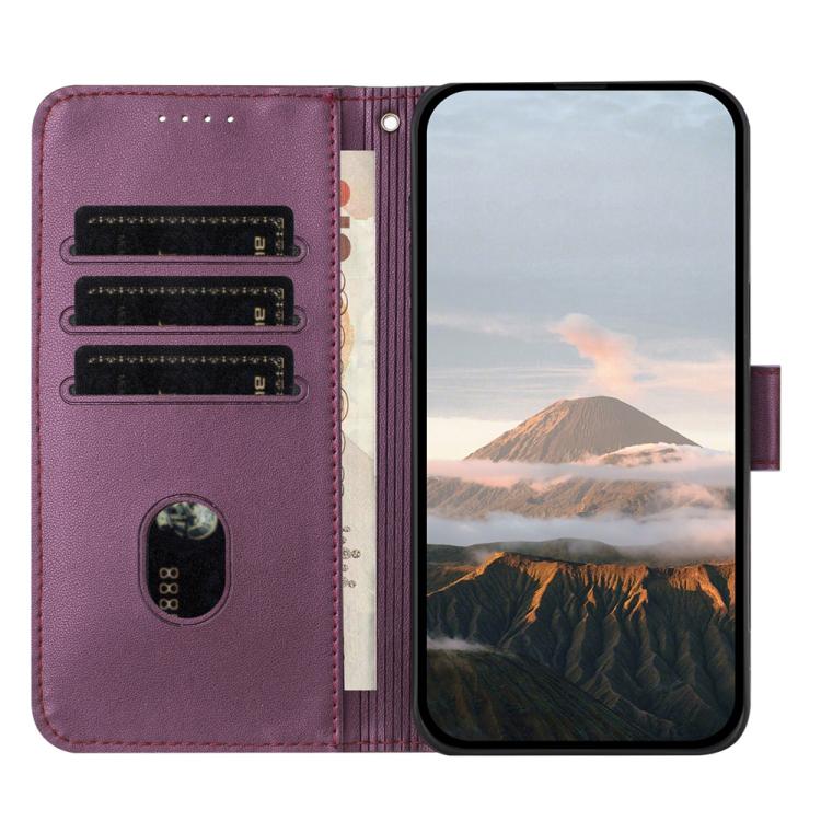 For iPhone 17 Air Triangle Pattern Buckle Clasp Leather Phone Case(Dark Purple)