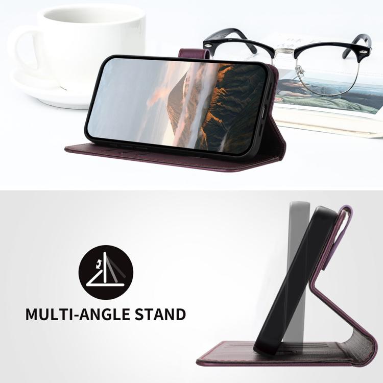 For iPhone 17 Air Triangle Pattern Buckle Clasp Leather Phone Case(Dark Purple)