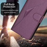For iPhone 17 Air Triangle Pattern Buckle Clasp Leather Phone Case(Dark Purple)