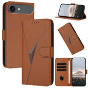 For iPhone 17 Air Triangle Pattern Buckle Clasp Leather Phone Case(Brown)