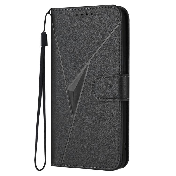 For iPhone 17 Air Triangle Pattern Buckle Clasp Leather Phone Case(Black)