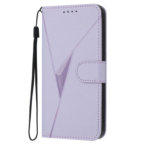 For iPhone 17 Air Triangle Pattern Buckle Clasp Leather Phone Case(Light Purple)