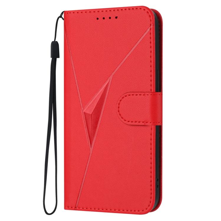 For iPhone 17 Pro Max Triangle Pattern Buckle Clasp Leather Phone Case(Red)