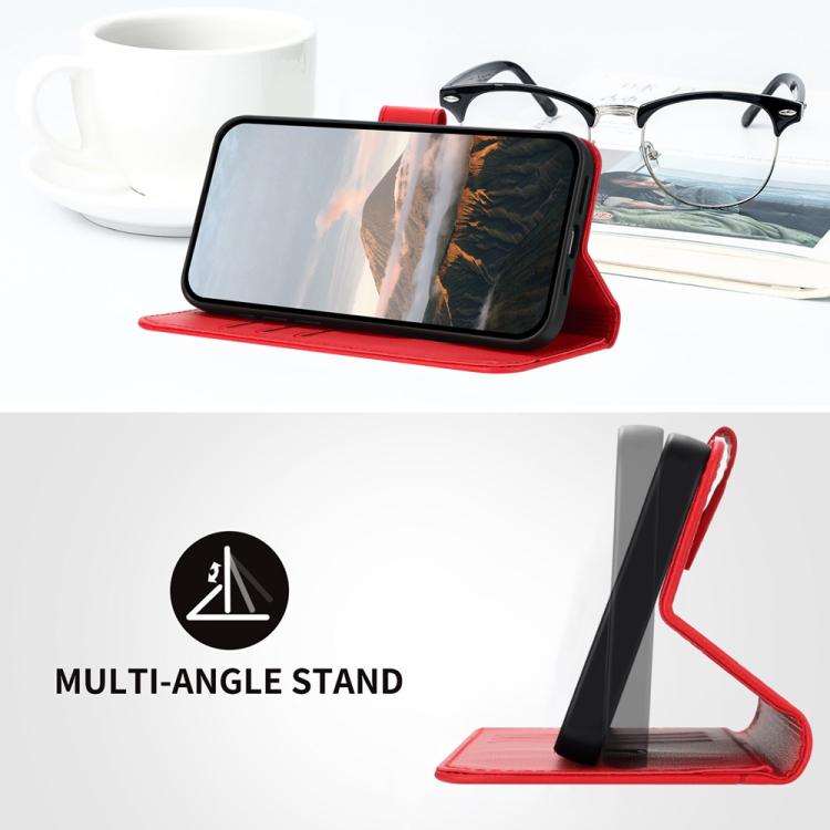 For iPhone 17 Pro Max Triangle Pattern Buckle Clasp Leather Phone Case(Red)