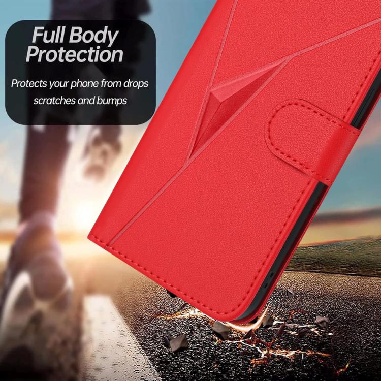 For iPhone 17 Pro Max Triangle Pattern Buckle Clasp Leather Phone Case(Red)