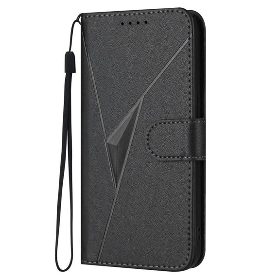 For iPhone 17 Pro Max Triangle Pattern Buckle Clasp Leather Phone Case(Black)