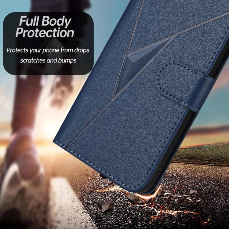 For iPhone 17 Pro Max Triangle Pattern Buckle Clasp Leather Phone Case(Royal Blue)
