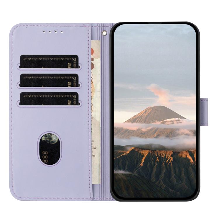 For iPhone 17 Pro Max Triangle Pattern Buckle Clasp Leather Phone Case(Light Purple)