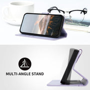 For iPhone 17 Pro Max Triangle Pattern Buckle Clasp Leather Phone Case(Light Purple)