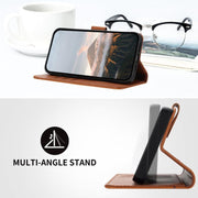 For iPhone 17 Pro Triangle Pattern Buckle Clasp Leather Phone Case(Brown)