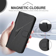 For iPhone 17 Pro Triangle Pattern Buckle Clasp Leather Phone Case(Black)