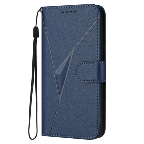 For iPhone 17 Pro Triangle Pattern Buckle Clasp Leather Phone Case(Royal Blue)