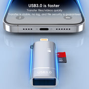 2 in 1 8 Pin to USB and TF Card Reader Adapter(Grey)