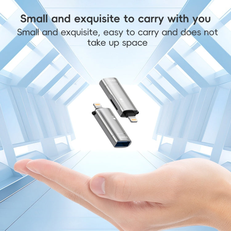 2 in 1 8 Pin to USB and TF Card Reader Adapter(Black)