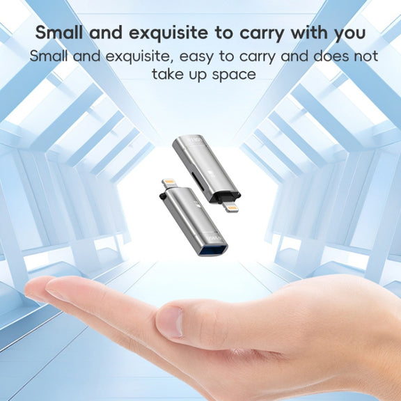 2 in 1 8 Pin to USB and TF Card Reader Adapter(Black)