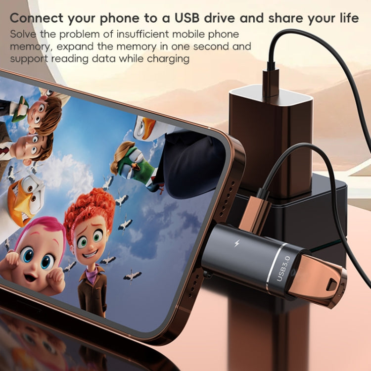 2 in 1 Type-C to USB and Type-C Charging OTG Adapter(Black)