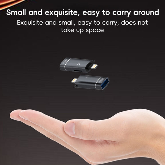 2 in 1 8 Pin to USB and Type-C Earphone Adapter(Grey)