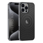 For iPhone 16 Pro GKK Plating Leather Wave MagSafe Phone Case(Carbon Fiber)