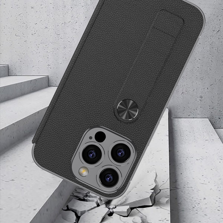 For iPhone 16 Pro GKK Plating Phantom Flip Leather MagSafe Phone Case(Black)