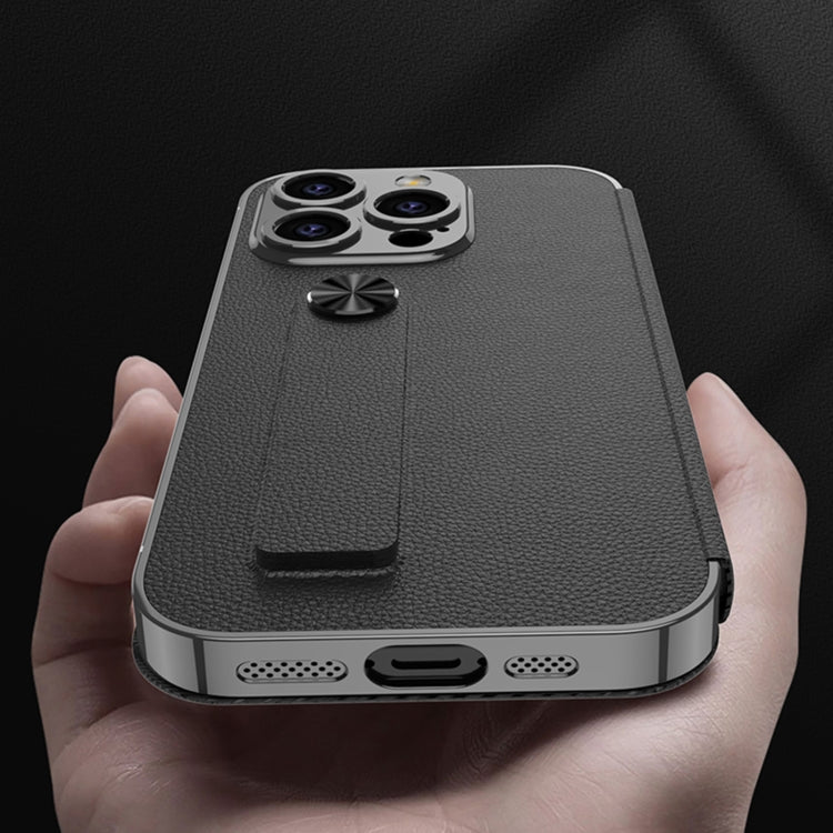 For iPhone 16 Pro GKK Plating Phantom Flip Leather MagSafe Phone Case(Brown)