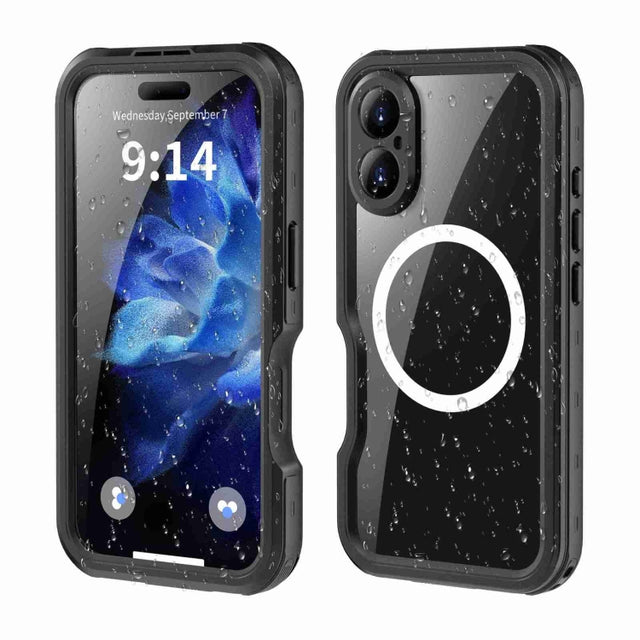 For iPhone 16 RedPepper IP68 Water-resistant Triple-proof MagSafe Phone Case(Black)