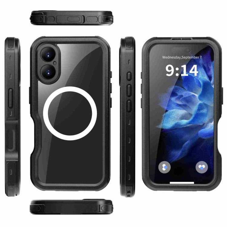 For iPhone 16 RedPepper IP68 Water-resistant Triple-proof MagSafe Phone Case(Black)