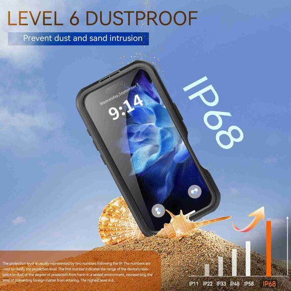 For iPhone 16 RedPepper IP68 Water-resistant Triple-proof MagSafe Phone Case(Black)