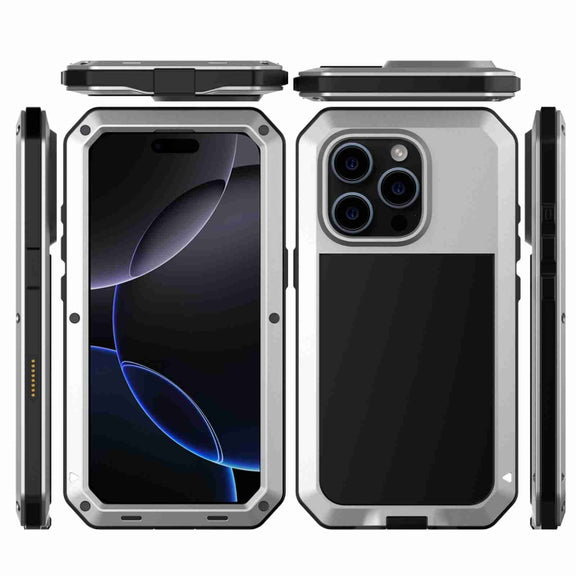 For iPhone 16 Pro Max RedPepper Triple-proof Metal Phone Case(Silver)