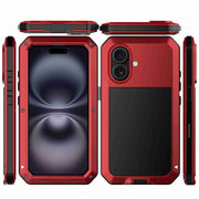 For iPhone 16 Plus RedPepper Triple-proof Metal Phone Case(Red)