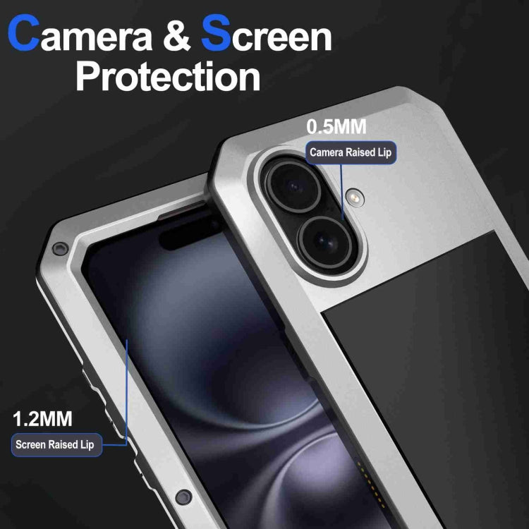 For iPhone 16 Plus RedPepper Triple-proof Metal Phone Case(Silver)