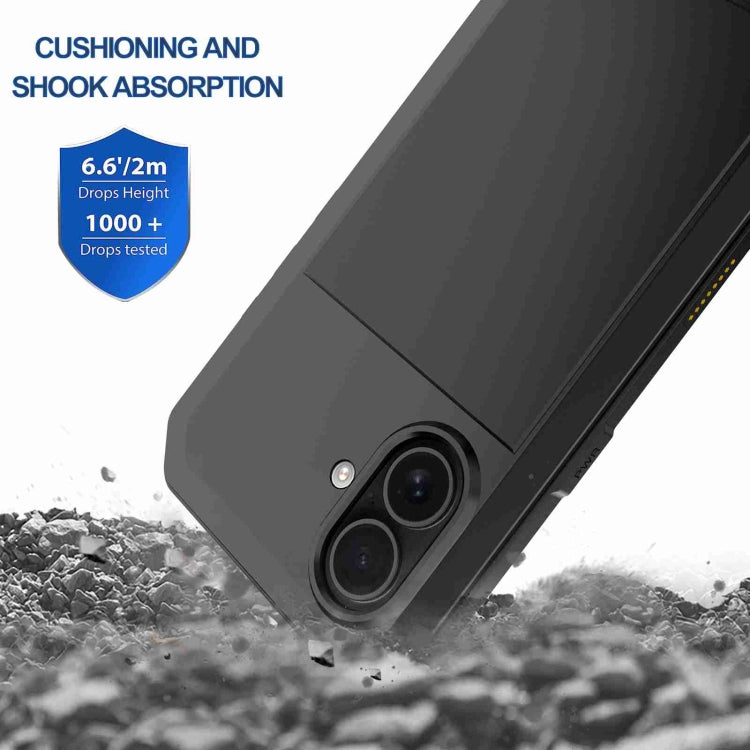 For iPhone 16 RedPepper Triple-proof Metal Phone Case(Black)