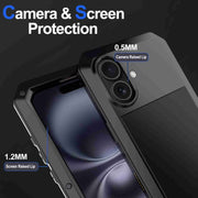 For iPhone 16 RedPepper Triple-proof Metal Phone Case(Black)