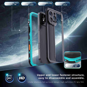 For iPhone 16 Pro Max RedPepper Transparent Dot IP68 Water-resistant Triple-proof Phone Case(Black Blue)