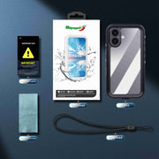 For iPhone 16 Plus RedPepper Transparent Dot IP68 Water-resistant Triple-proof Phone Case(Black Dark Grey)