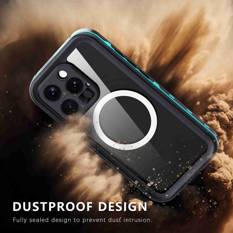 For iPhone 16 Pro RedPepper Transparent Dot IP68 Water-resistant Triple-proof MagSafe Phone Case(Black Blue)