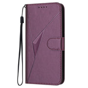 For Samsung Galaxy S25 5G Triangle Pattern Buckle Clasp Leather Phone Case(Dark Purple)