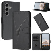 For Samsung Galaxy S25+ 5G Triangle Pattern Buckle Clasp Leather Phone Case(Black)